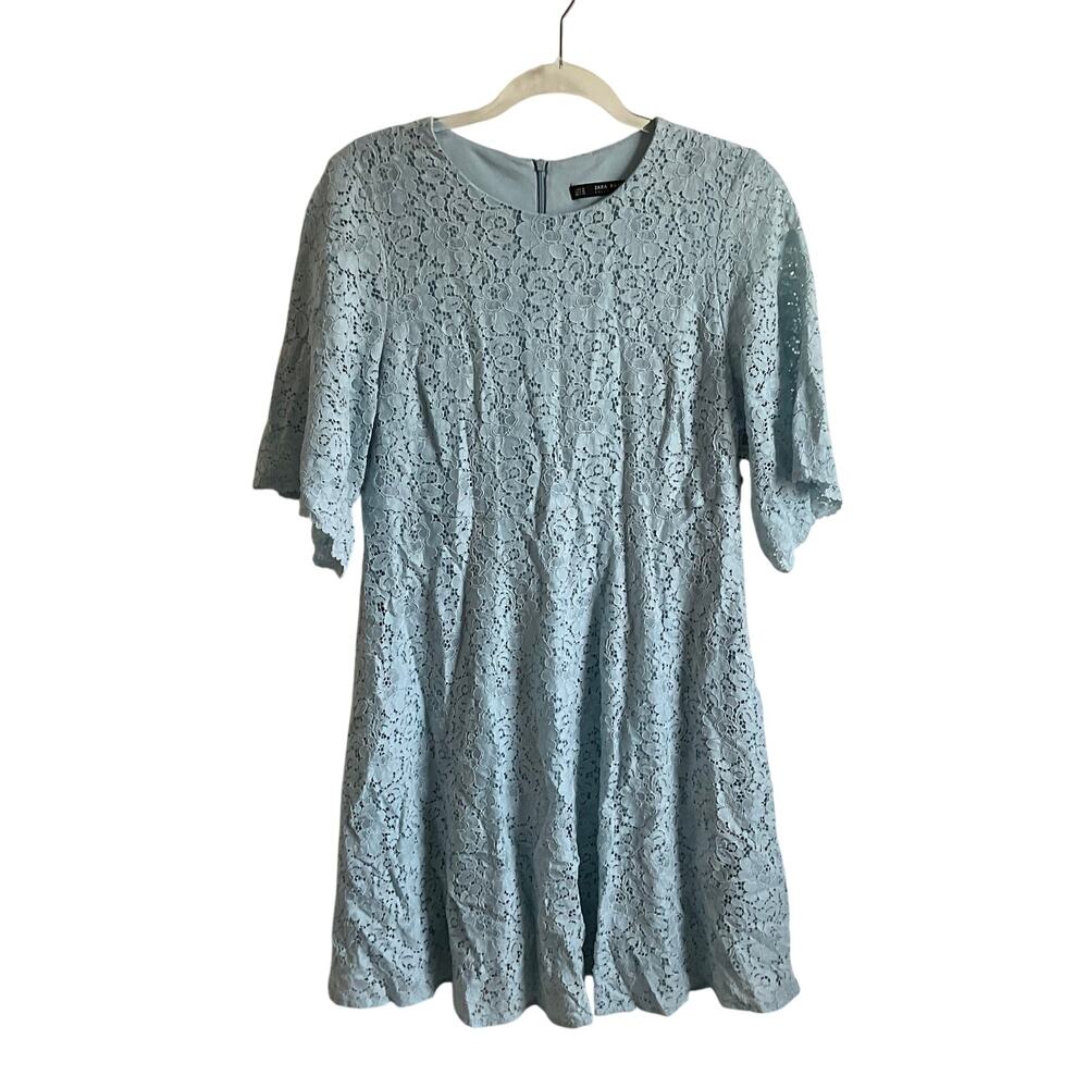 Zara Basic Women’s Blue Lace‎ Feminine Easter Church Spring Dress - Medium NEW
